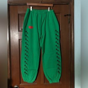 Clare V green oui sweatpants with lip print size L